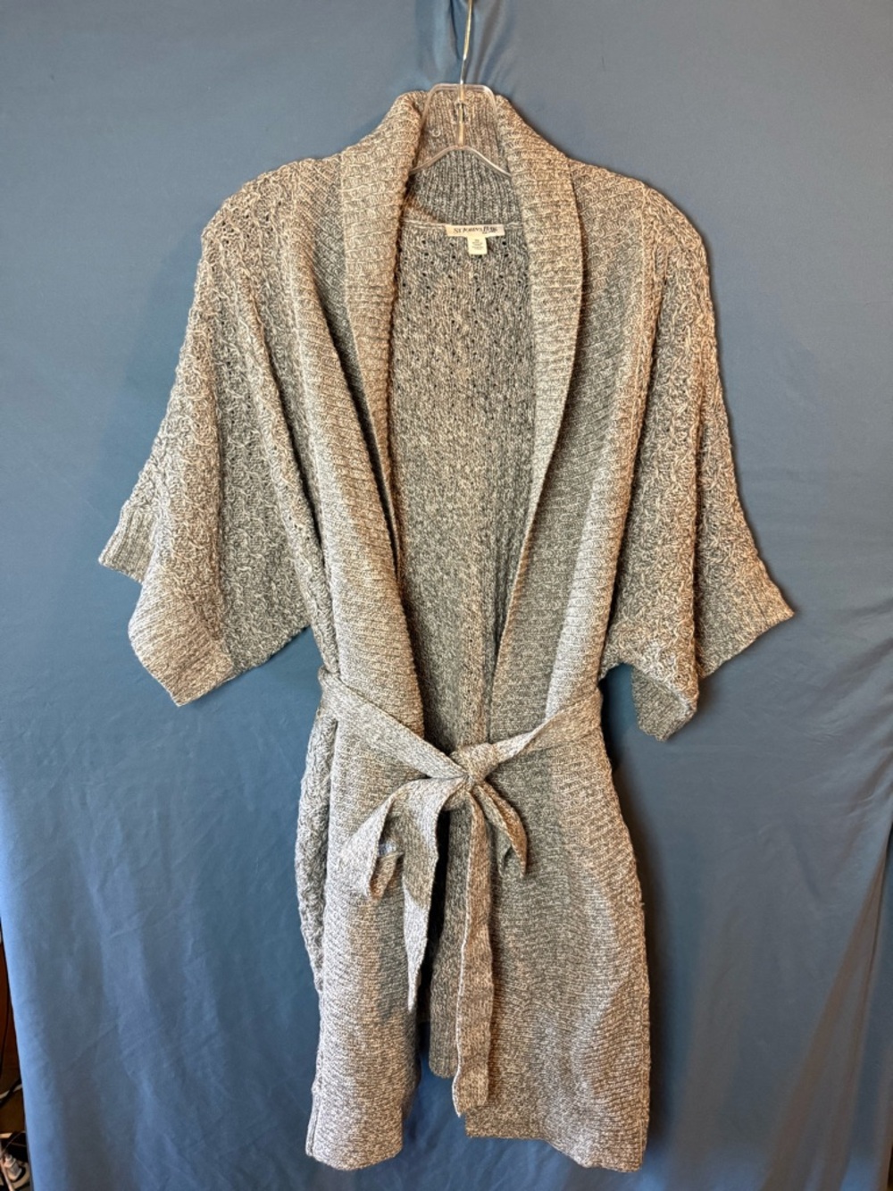 St. John's Bay Heather Gray Ribbed Shawl Collar Cardigan